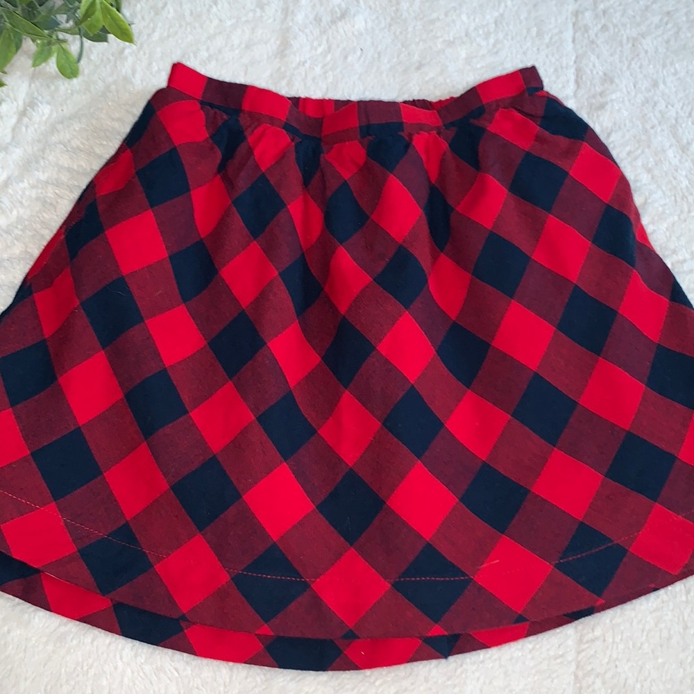 Gap Girls Red Blue Cotton Flannel Skirt 5 EUC Lined